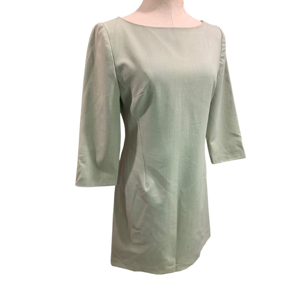 Size 6 Trio Brand Sage Green A-Line‎ Dress Lined 3/4 Sleeve